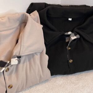 2pk Mens fleece long sleeve XL blk&crm